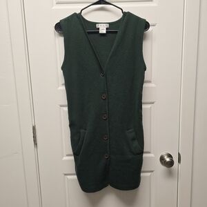 Trio New York Dark Green Sleeveless Buttoned Knit Dress